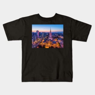 Warsaw. City center at dusk Kids T-Shirt